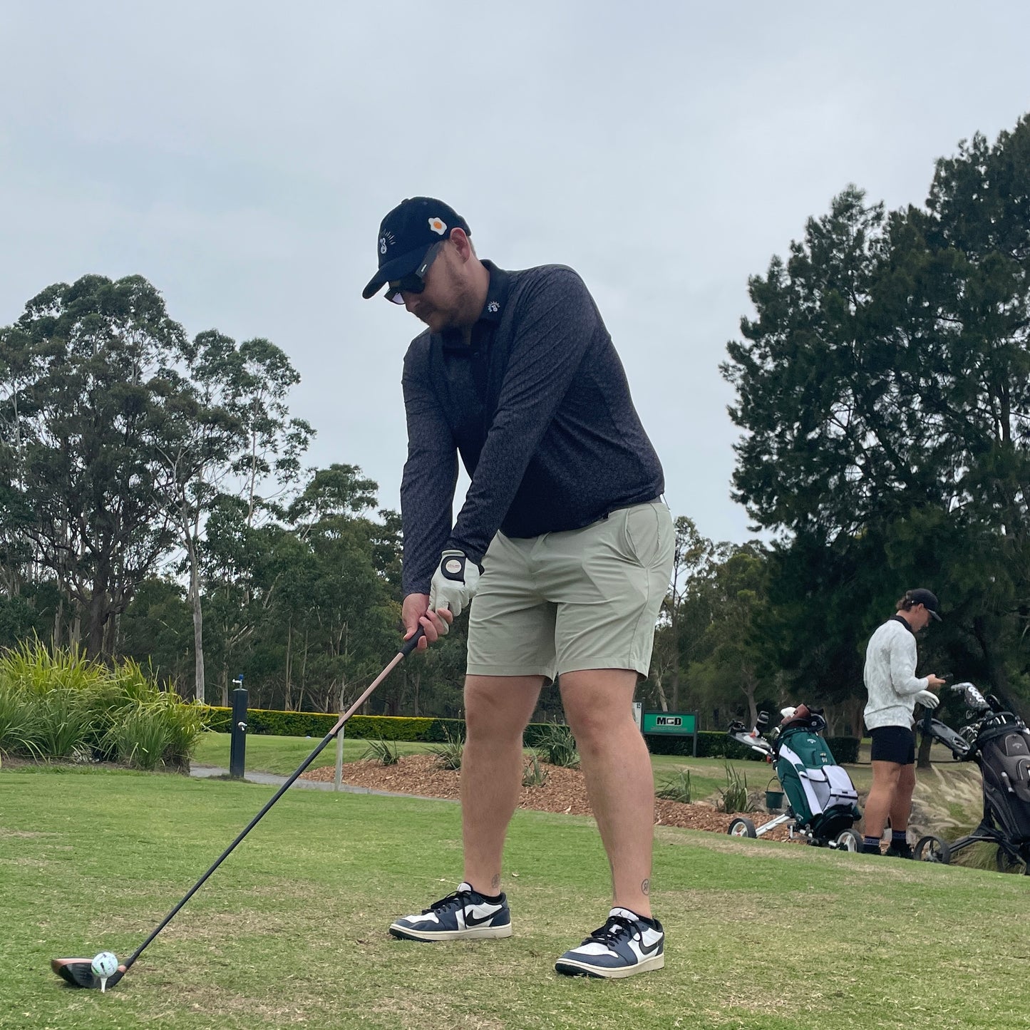 Black Tee Bloom Long Sleeve Golf Shirt - UPF 50+ Sun Safe, Lightweight & Breathable