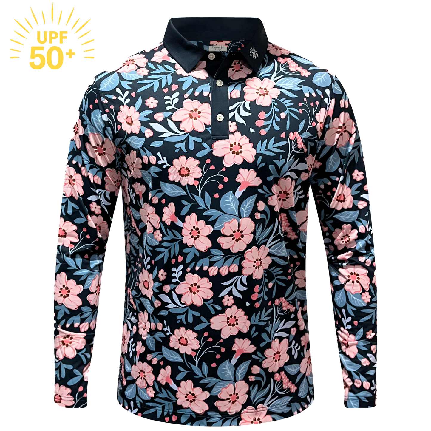 Aloha Hibiscus Long Sleeve Golf Shirt – UPF 50+ Sun Safe, Lightweight & Breathable