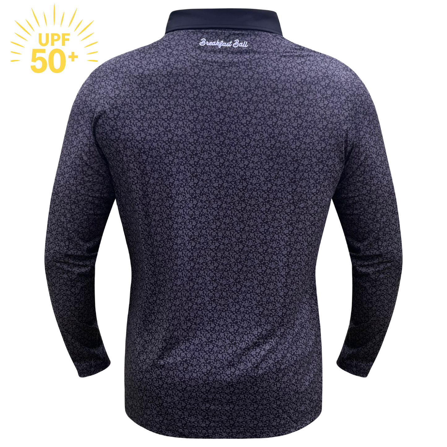 Black Tee Bloom Long Sleeve Golf Shirt - UPF 50+ Sun Safe, Lightweight & Breathable